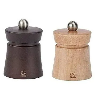 Peugeot Baya Salt And Pepper Mill Set 3&#034;, Chocolate and Natural