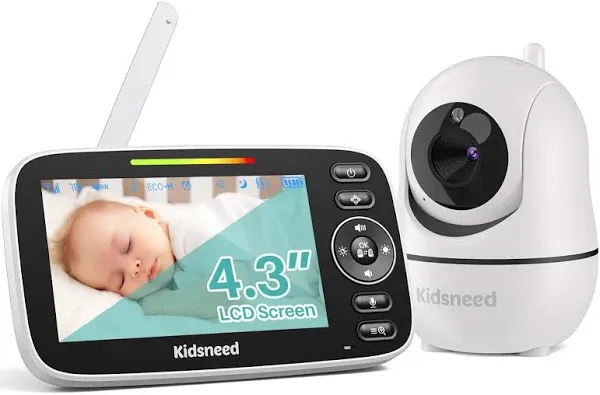 Kidseneed Baby Monitor, 4.3" Split Screen, 20 Hours Battery Life Baby Monitor with Camera and Audio|Remote PTZ