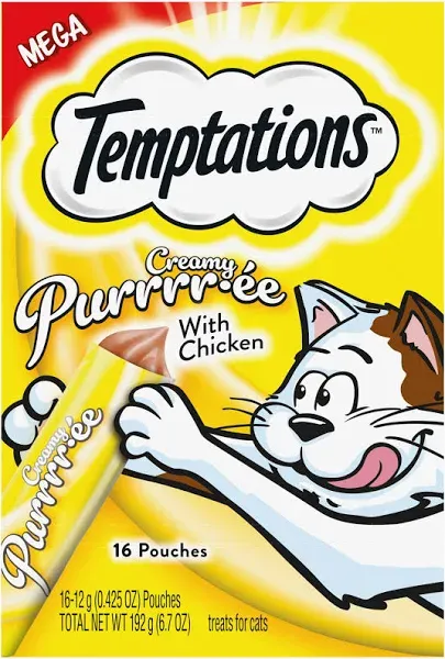 Temptations Creamy Purrrr-Ee With Chicken Treats For Cats (6.7 oz)