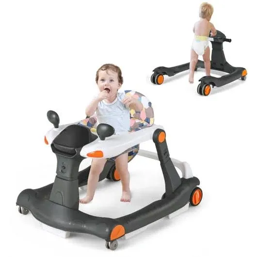 2-in-1 Foldable Activity Push Walker with Adjustable Height