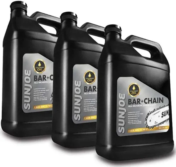 Sun Joe Premium Bar, Chain and Sprocket Oil Bundle - 1 Gallon | 3-Pack