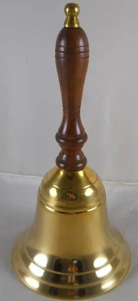 Solid Brass School Bell w/ Wood Handle ~ School Bell