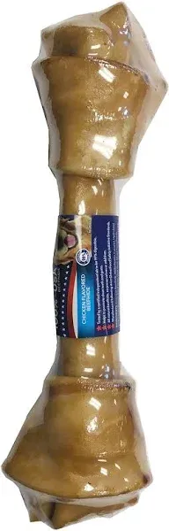 Pet Factory - Made in USA Beefhide Bone Dog Treat, 12&#034;-15&#034;, Chicken Flavored