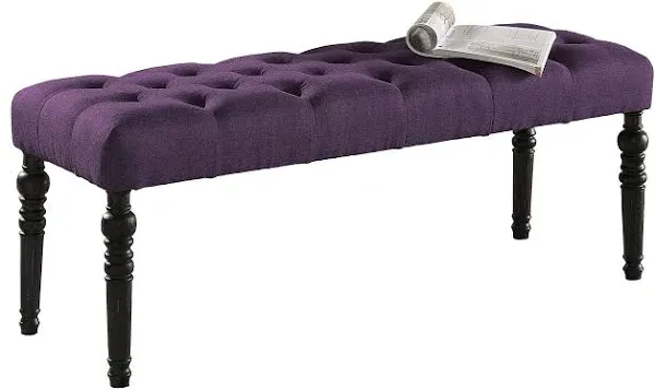 Iture Leviton Fabric Tufted Turned Leg Dining Bench One Size Purple