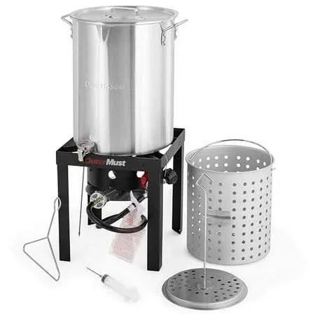 30 qt. Seafood Boil Pot and Burner Kit Turkey Deep Fryer Basket and Burner Set