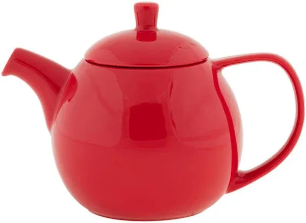 OmniWare Teaz Red Stoneware 24 Ounce Teapot with Stainless Steel Mesh Infuser