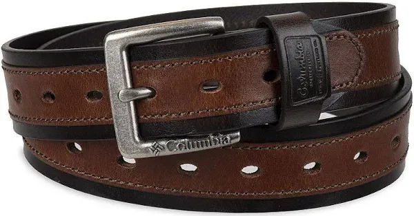 Columbia Men's Classic Logo Fully Adjustable Leather Belt