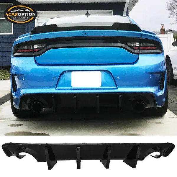 Fits 20-23 Dodge Charger Widebody IKON Style Rear Diffuser Lip Gloss Black PP