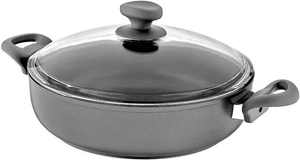 Titanium Nonstick 4-Quart Saute Pot with Tempered Glass Lid, 4Mm Forged Aluminum