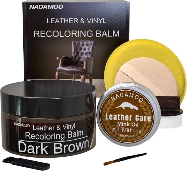 Dark Brown Vinyl &amp; Leather Recoloring Balm Leather Repair Restore Kit for Sofa