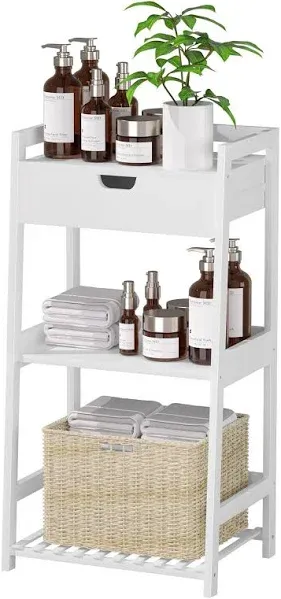 3 Tier Ladder Shelf Bathroom Shelves with Drawers