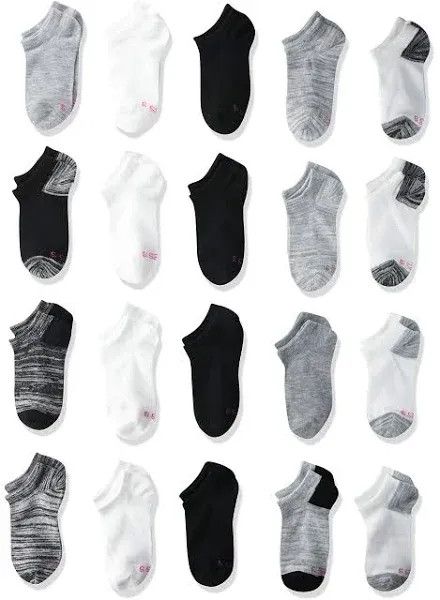 x2 Pack Hanes Girls No Show Socks Medium 10.5-4 Extreme Value x40 Total Socks