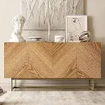 roomfitters 39" Modern Sideboard Buffet Cabinet, Herringbone Pattern Mid-Century Credenza with Doors, Media Console with Storage, Wine Cabinet for