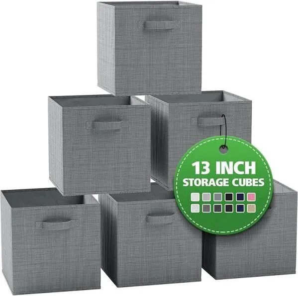 NEATERIZE 13x13x13 Large Storage Cubes - Set of 6 Storage Bins | Features Dual Handles | Cube Bins