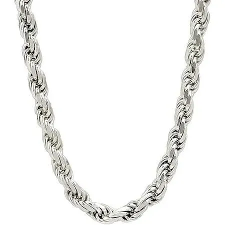 Italian 925 Sterling Silver 6mm Solid Rope Diamond Cut Twist Link Necklace 24.0