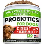 StrellaLab Dog Probiotics Treats for Picky Eaters - Digestive Enzymes + Prebiotics - Chewable Fiber Supplement - Allergy, Diarrhea, Gas, Constipation, Upset Stomach Relief - Improve Digestion&Immunity