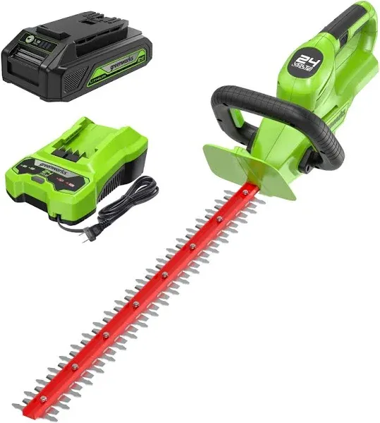 Greenworks 24V 22" Hedge Trimmer with 1.5Ah Battery and Charger