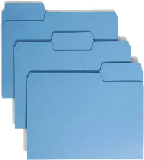 Smead™ SuperTab Colored File Folders, 1/3-Cut Tabs: Assorted, Letter Size, 0.75" Expansion, 11-pt Stock, Blue, 100/Box (SMD11986) Box of 100