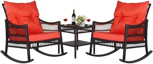 Veikous HW007-1 3-Piece Outdoor Rocking Chair Set