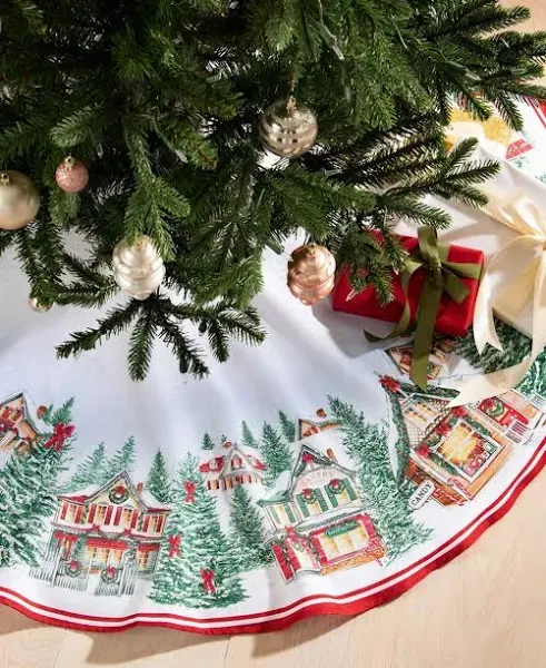 Home Fashions Storybook Christmas Village Nostalgic Holiday Round Tree Skirt ...