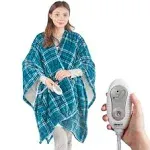 Reversible Heated Blanket Wrap - Blue Plaid Electric Shawl for Ultimate Comfort