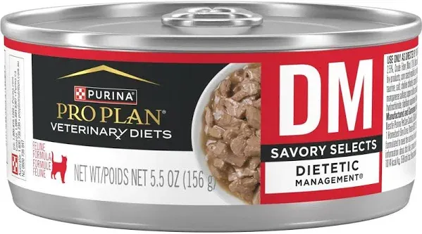 Purina DM Pro Plan Dietetic Management  Wet Cat Food 24 Cans 5.5 oz, 05/2026