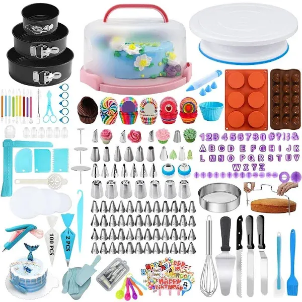 Gawren-H&amp;E Cake Decorating Kit-599 PCS Cupcake Cake Decorating Supplies Kit w...