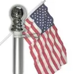 Star Spangled Flags Flag Pole - 6 Foot Silver Brushed Aluminum No Tangle Spinning Flagpole with