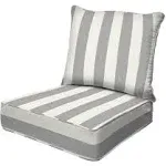 Cabana Stripe Stone Grey Deep Seating Cushion Set