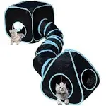 Cat Tunnels for Indoor Cats with Cube Tent Toys Combo, Pop Up A-Black