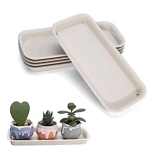 UOIENRT Rectangular Plastic Plant Saucers Tray Window Sill Plant Tray Drip Trays for Potted Plants