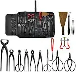 14 Piece Bonsai Tools Kit with Case, Carbon Steel Scissor Cutter Shear