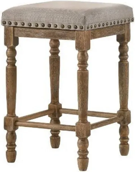 Acme Farsiris Fabric Counter Height Stool in Beige and Weathered Oak