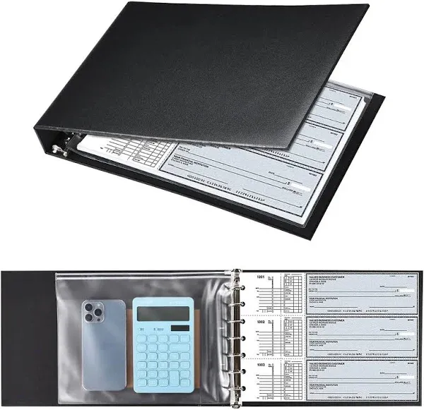 7 Ring Check Binder, 3-On-A-Page Business Checkbook Holder, 500 Checks Capacity,