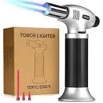 Gibot Butane Torch,Kitchen Torch Cooking Torch Creme Brulee Torch, Refillable Adjustable Flame Lighter with Safety Lock