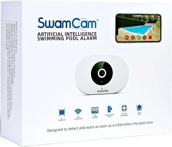 SwamCam Pool Alarm Swim AI Camera Drowning Prevention System for Children