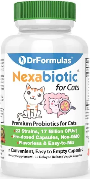 Nexabiotic Probiotics for Cats Powder | Treats Diarrhea for Pets with Saccharomy