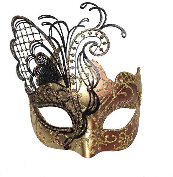 Ubauta Masquerade Mask For Women Venetian Mask/Halloween/Party/Ball Prom/Mardi Gras/Wedding/Wall Decoration (Rose Gold Butterfly)