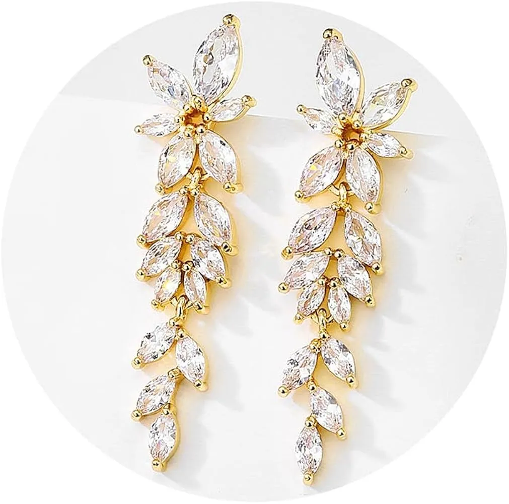 Nadri | Wren Cubic Zirconia Cluster Linear Drop Earrings | Realry