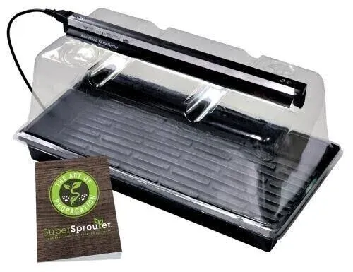 Super Sprouter Premium Heated Propagation Kit for Starting Seeds or Cuttings, Includes Heat Mat, Tray, Grow Light, and More