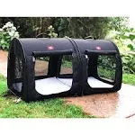 One for Pets Portable 2-in-1 Double Pet Kennel/Shelter, Fabric, Black/Royal Blue