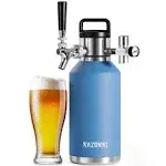 Razorri 64oz Stainless Steel Beer Growler, Double-Wall Vacuum Insulated Carbonated Keg with Professional Bar Tap and Pressurized CO2 Regulator, Half