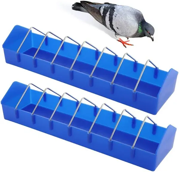 2 Pack Large Pigeon Feeder Thick Durable Slot Container Feeding Dish Food... 