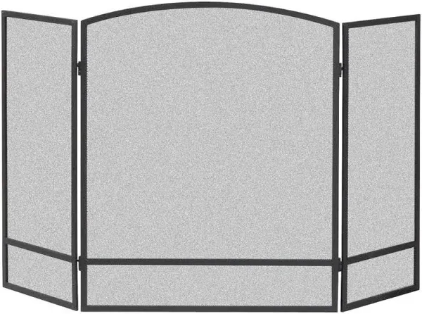 Master Forge 48-in Black Powder Coated Steel 3-panel Arched Fireplace Screen 15951L