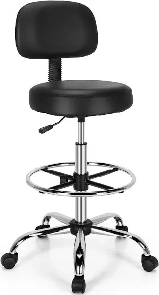 Costway Swivel Tall Drafting Chair with Adjustable Backrest and Foot Ring