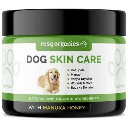 Hot Spot Treatment for Dogs, Cats & Pet Wound Care: Healing Ointment for Pets Itchy Skin Relief, Dry Skin Treatment, Natural Allergy Relief, Dog Paw Balm + Manuka Honey, Aloe Vera, Vitamin E (2 Oz.)