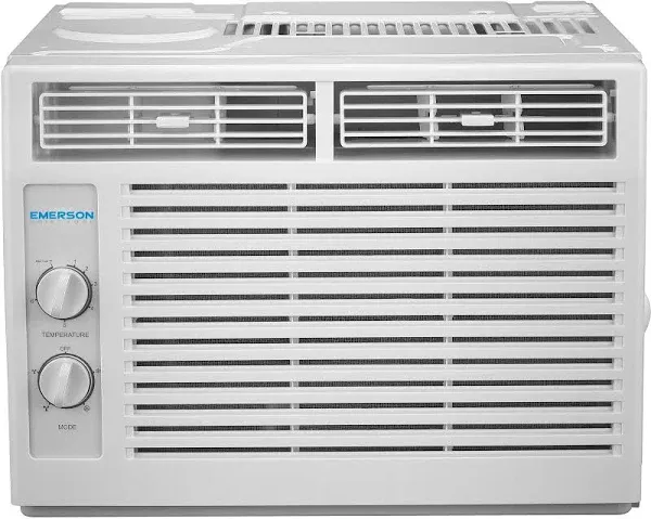 Emerson Quiet Kool 5,000 BTU 115V Window Air Conditioner & Dehumidifier with Mechanical Rotary Controls, AC Unit for Apartment, Dorm Room, Bathroom Small Rooms up to 150 Sq. Ft. in White