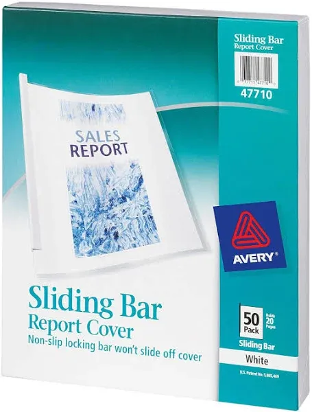 Avery® Clear Report Covers with Sliding Bars White Binding Bars