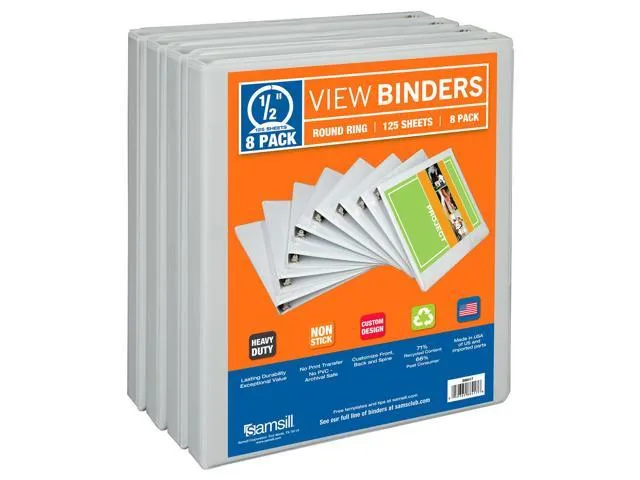 Samsill Durable .5 inch Round Ring View Binder