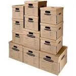 Bankers Box 7716401 SmoothMove Classic Moving/Storage Boxes - Small/Medium, Brown/Blue (12/Carton)